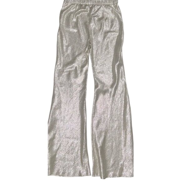 NWT Forte Forte Riflessi Silver Metallic Flared Pants M Italy Designer Statement - Picture 8 of 17